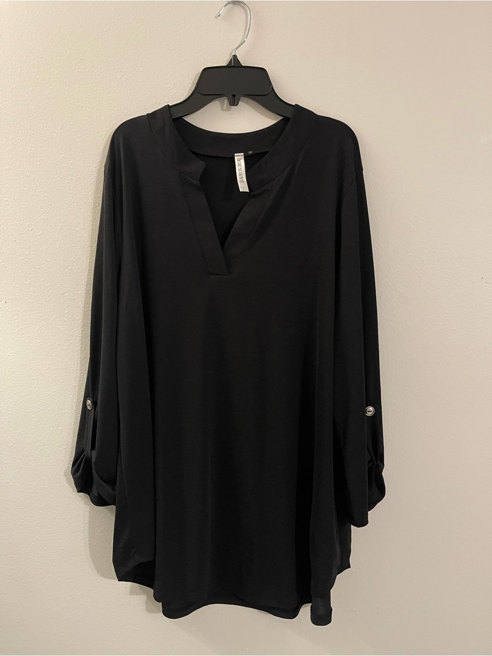 Scarlett Black Split-V Tunic Top